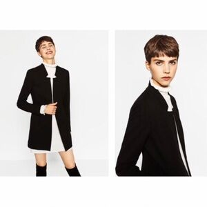 ZARA Black Minimalist Contemporary Workwear Blazer Jacket. Size XS.